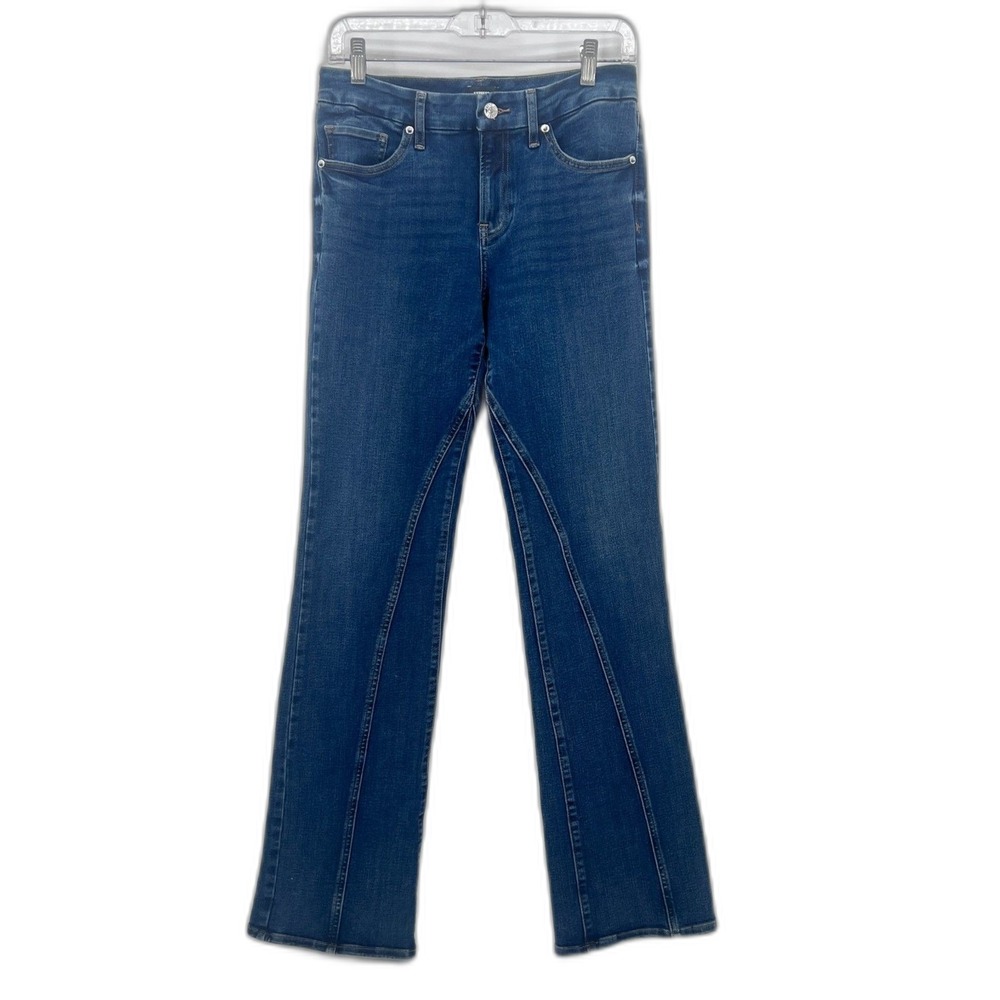 Express Skyscraper Mid Rise Flexx‎ Hyper Stretch Denim Blue Jeans Boho Size MD